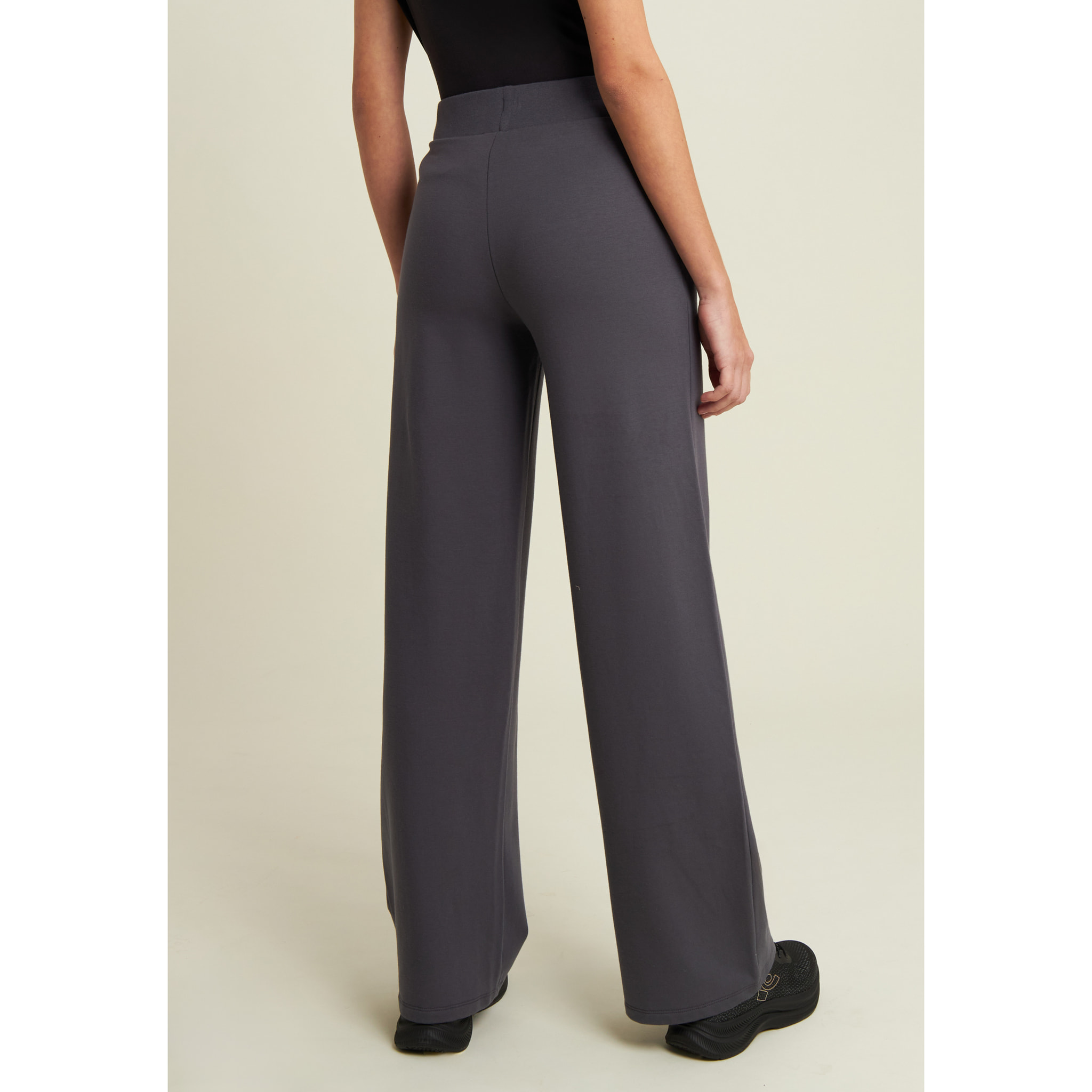 Pantaloni donna wide leg con dettagli micro-trecce