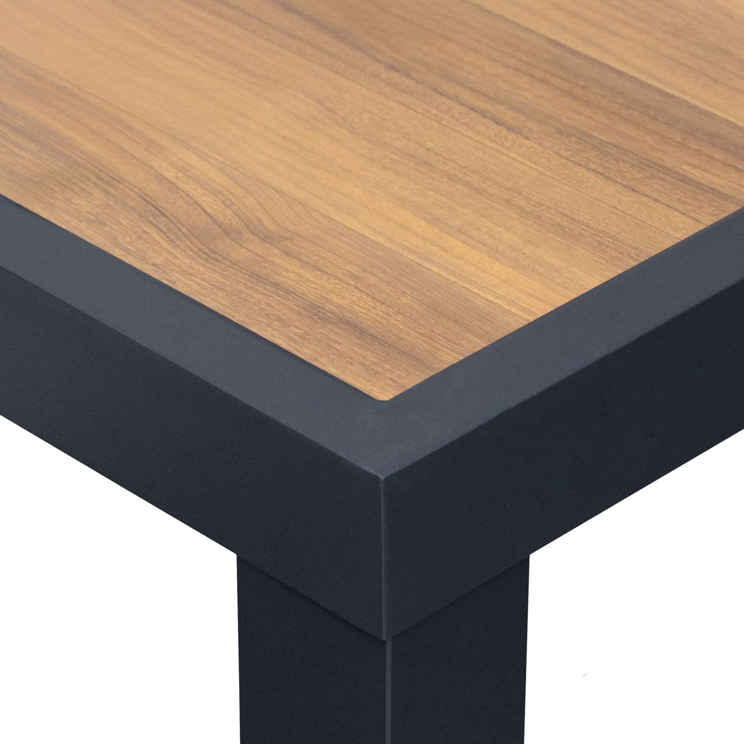 Salon de jardin PALERMO en textilène gris 8 places - aluminium anthracite et effet bois