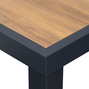 Salon de jardin PALERMO en textilène gris 8 places - aluminium anthracite et effet bois