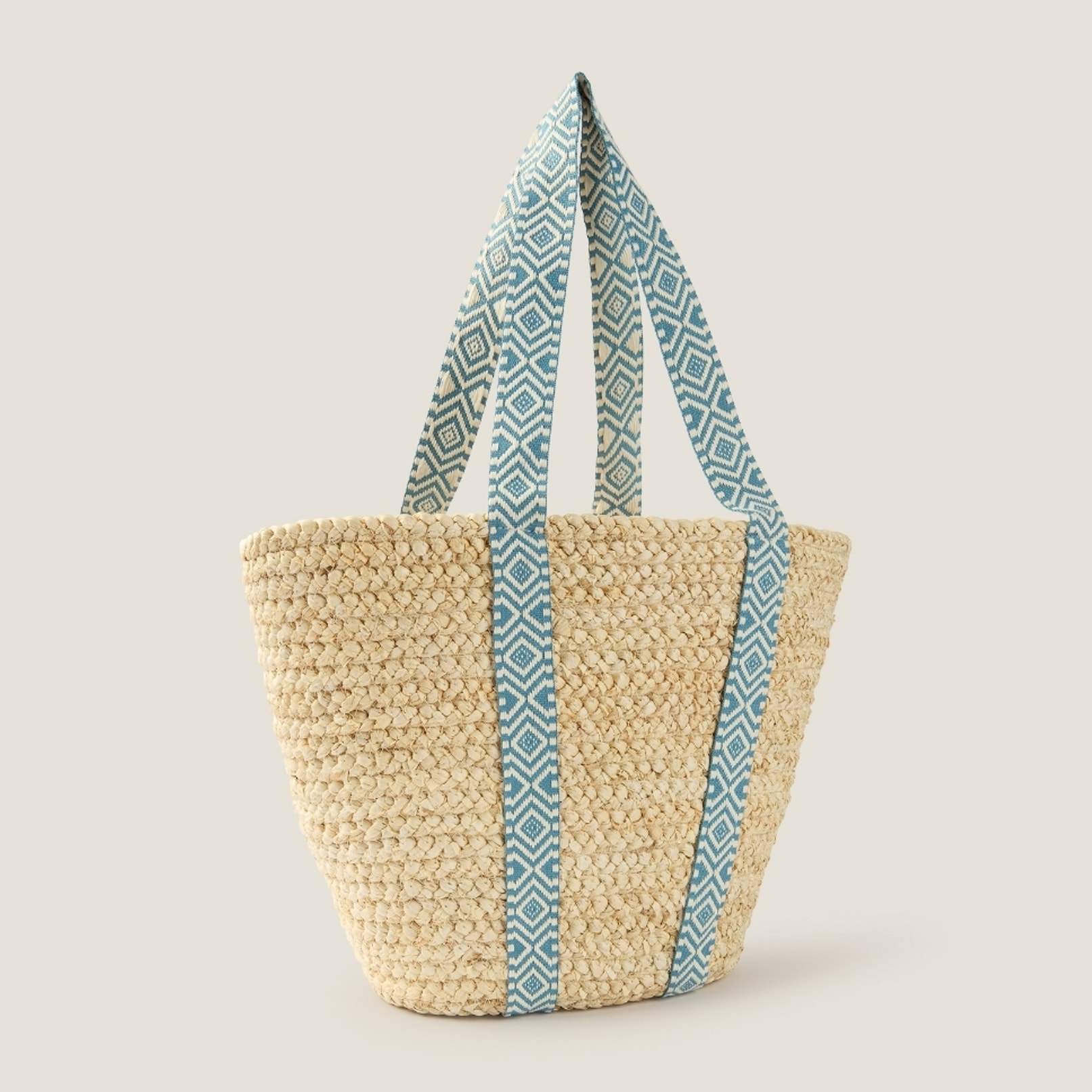 Capazo playa mimbre natural Lola color azul claro