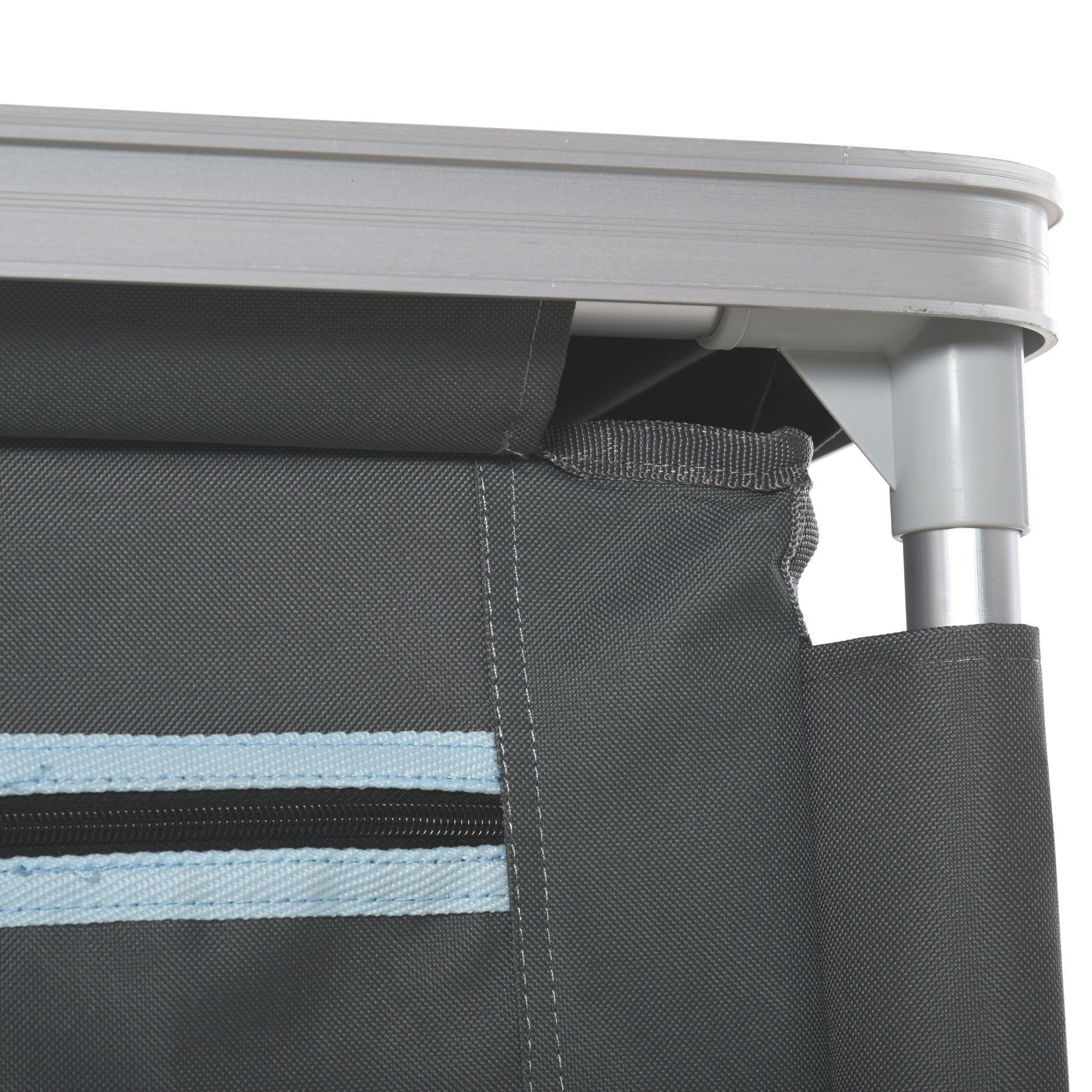 Armario de Camping Plegable Mueble de Cocina para Camping con 3 Estantes Compartimento Puerta con Cremallera Estructura de Aluminio y Bolsa de Transporte para Exterior 96x49,5x104 cm Gris