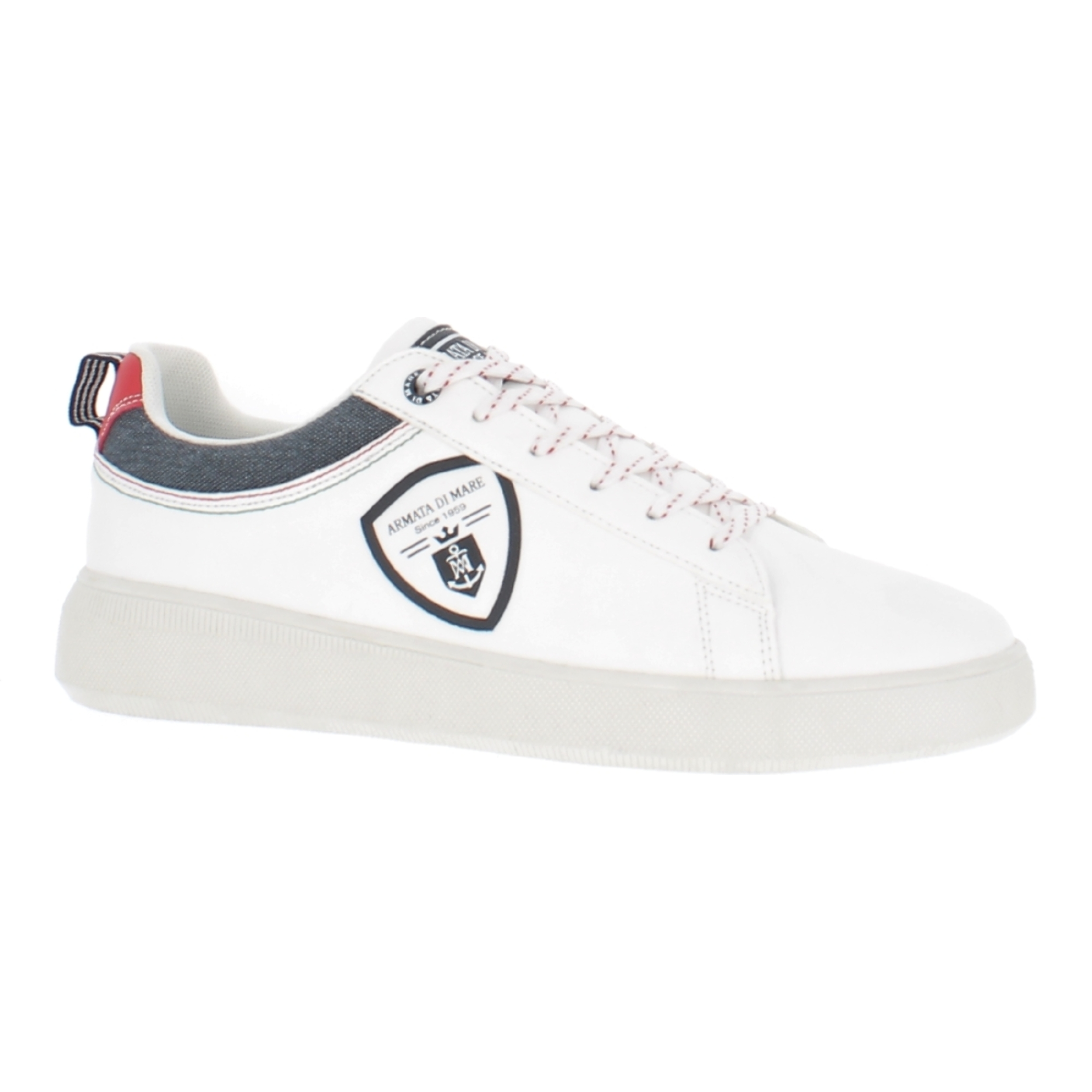 Armata di Mare Scarpe Uomo Court Sneakers Casual con Soletta Rimovibile in Memory Foam AMU P2D129 White Navy Red