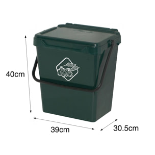 Pattumiera Fosca, Cestino portarifiuti, Bidone per raccolta differenziata, Cestino spazzatura, 100% Made in Italy, 40x31h39 cm, Verde