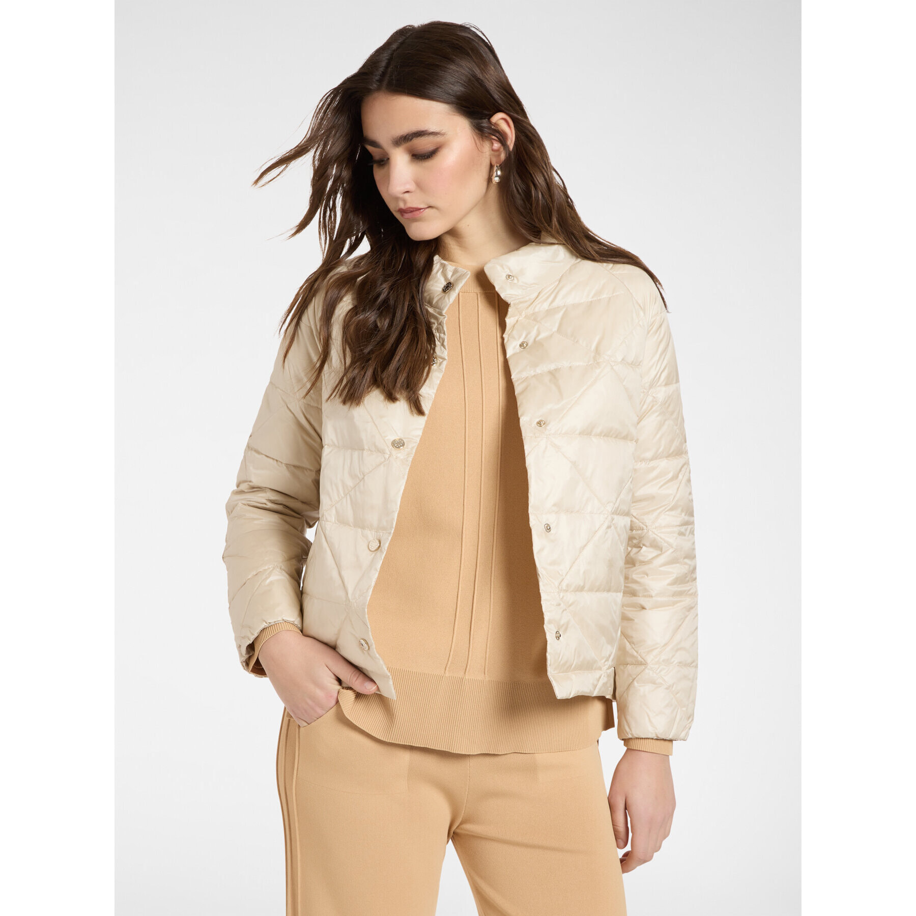 Elena Mirò - Plumífero ligero de nylon acolchado - Beige