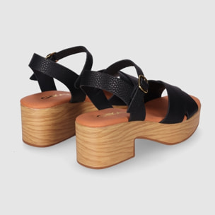 Sandalias de Piel - Negro - Tacón: 5 cm