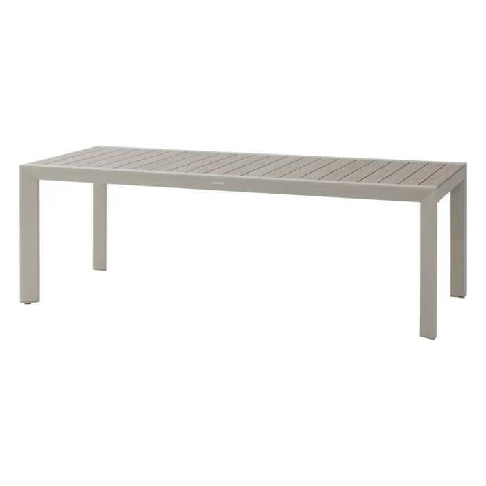 Table de jardin "Évasion" effet bois lin & argile 8 places lates en aluminium