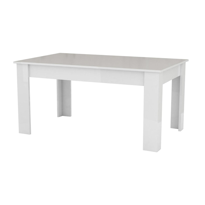 Tavolo per sala da pranzo estensibile, Made in Italy, Tavolo moderno con allunghe, Consolle allungabile, cm 160/210x90h75, colore Bianco lucido