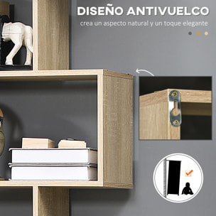 Librería de 6 Niveles, Estantería para Libros, 80x23x192 cm, Estantería Moderna para Salón, Dormitorio, Estudio, Oficina, Roble