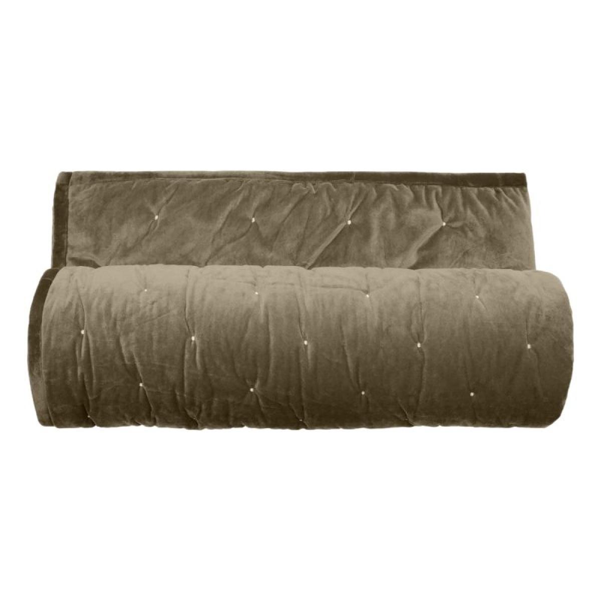 Couvre lit velours matelassé surpiqué ''Gipsy'' toutes dimensions Vent du sud - Gipsy Olive