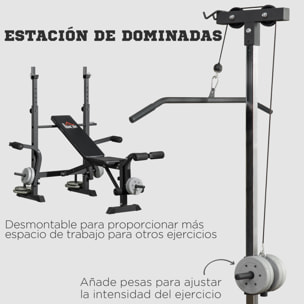 Banco de Pesas Multifuncional Banco de Musculación Ajustable en 6 Posiciones para Entrenamiento de Cuerpo Completo en Gimnasio Casa Carga 150 kg 180x134x200 cm Plata y Negro
