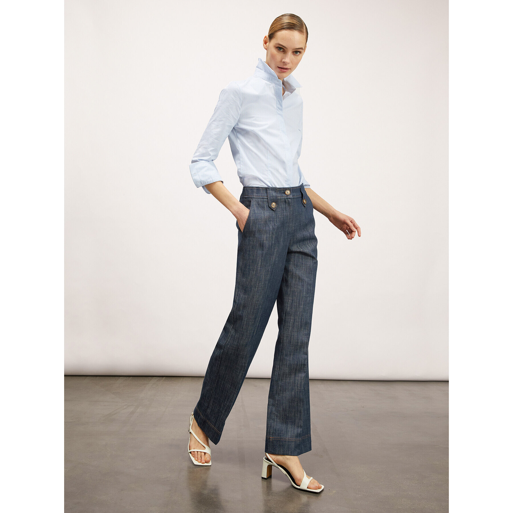 Motivi - Jeans wide leg effetto fiammato - Blu