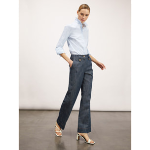 Motivi - Jeans wide leg effetto fiammato - Blu