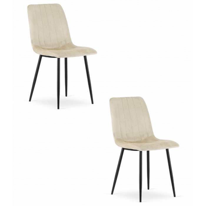 Set di 2 sedie Lava in velluto beige chiaro e metallo nero