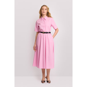 Kocca - Abito chemisier midi con cintura Donna, Tinta unita, Colletto di camicia