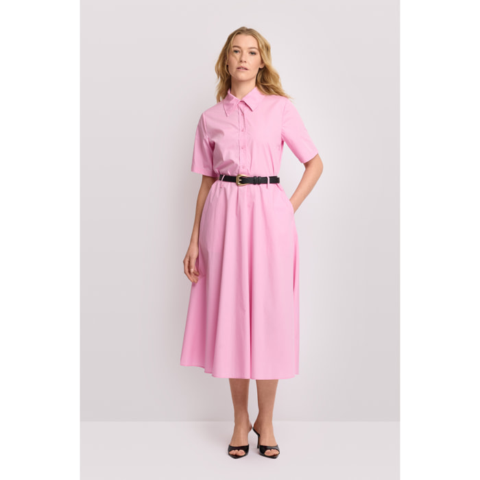 Kocca - Abito chemisier midi con cintura Donna, Tinta unita, Colletto di camicia