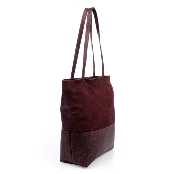 Bellino Bolso Tote Mujer. Piel auténtica Gamuza y Dollaro.