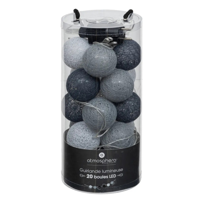 Guirlande Led secteur "Smoky" 20 boules D6cm