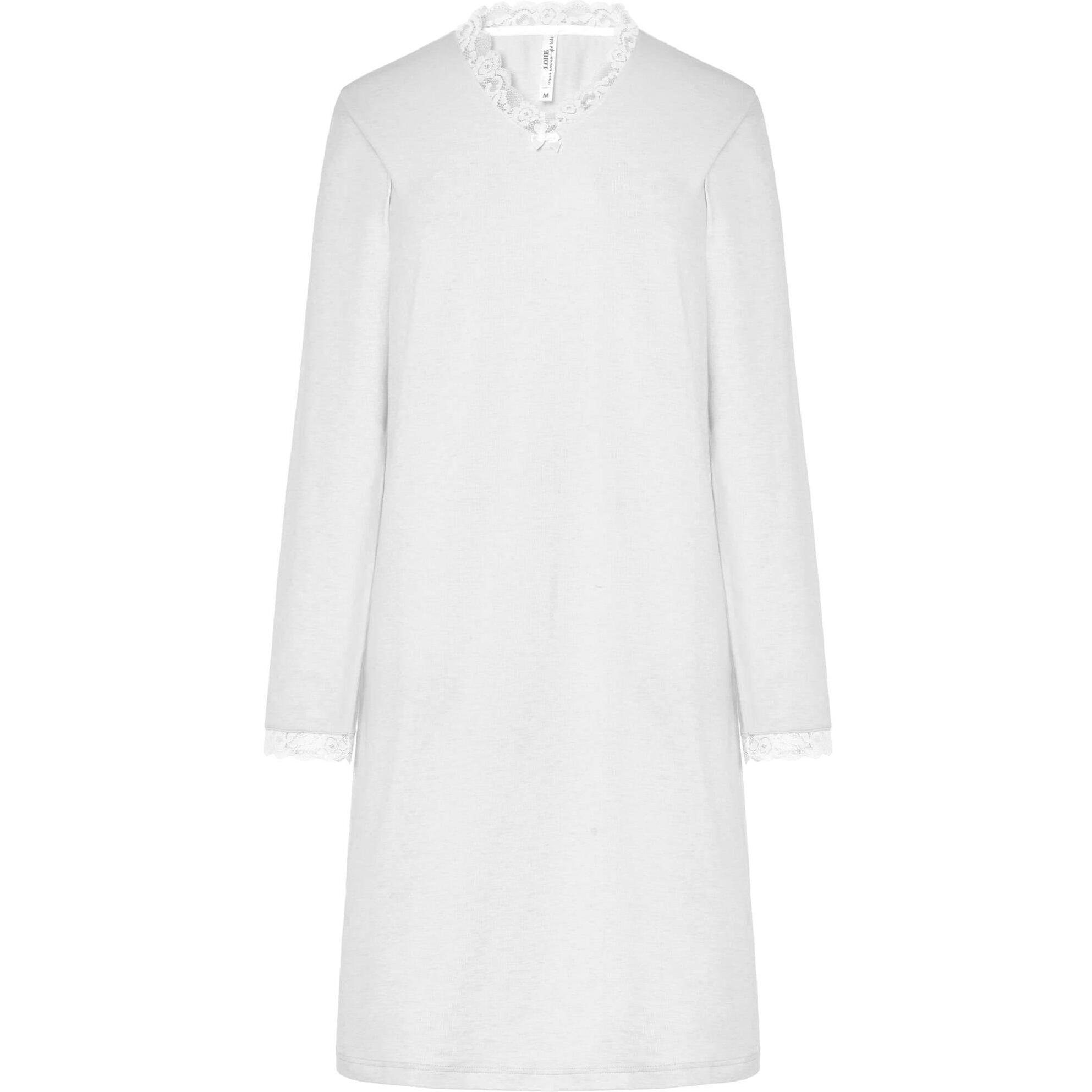Camisón mujer con encaje escote en pico y clásica manga larga