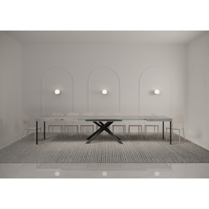 Table extensible 90x160/420 cm Karida gris béton pieds anthracite