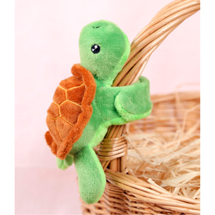 Peluche extrasuave y mullido. Diseño tortuga con mecanismo enrollable. 14 cm.
