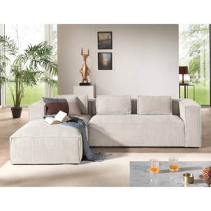 Stella - canapé d'angle - en velours côtelé - 4 places -style contemporain - gauche - Beige