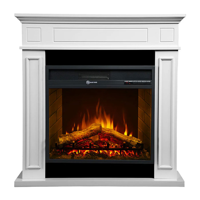 Jefferson - Camino elettrico da terra in legno 89,5x28xH90,5 cm, effetto fiamma