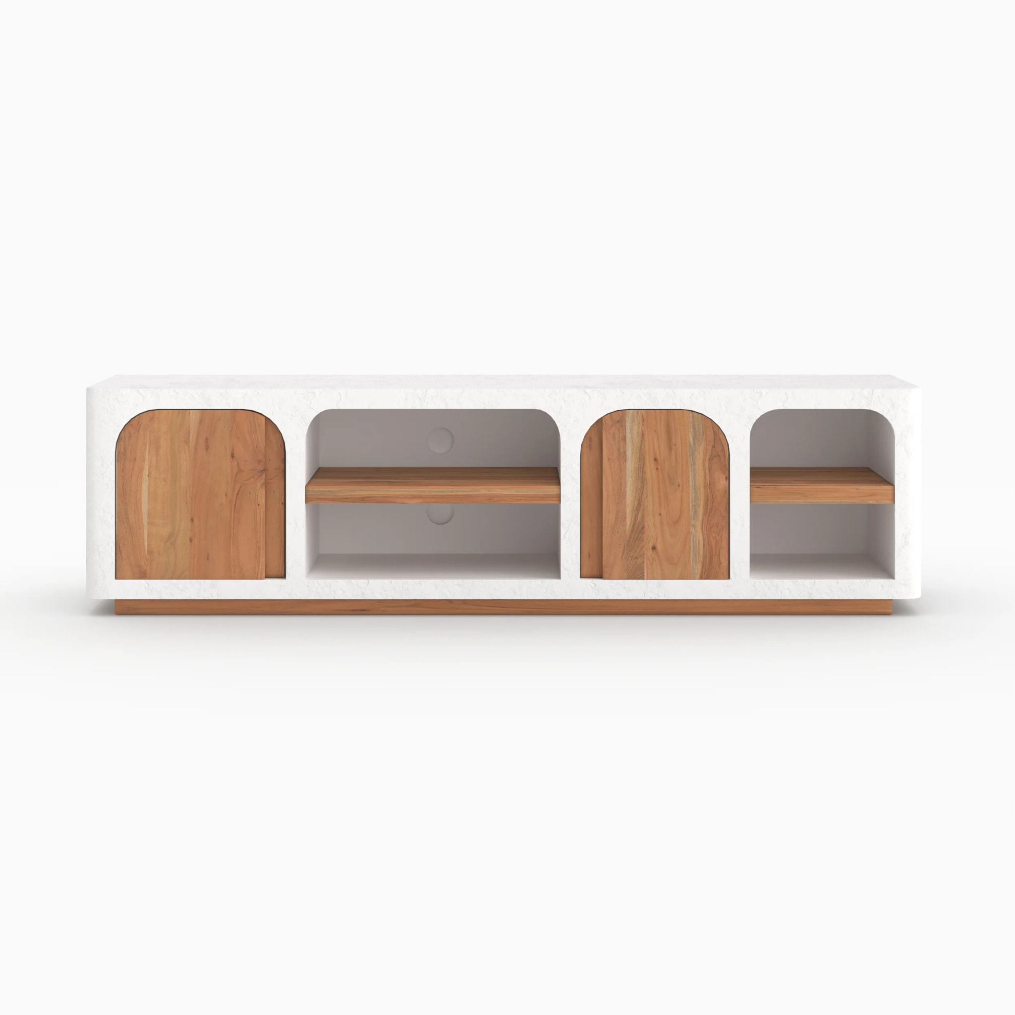 Meuble TV en plâtre blanc cassé 180 cm - Fira