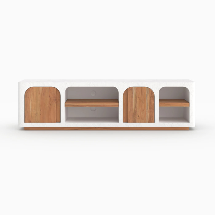 Meuble TV en plâtre blanc cassé 180 cm - Fira