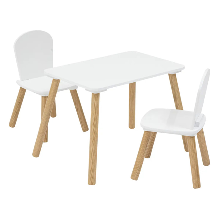 Ensemble table et 2 chaises enfant "Alex" blanc 3 pièces