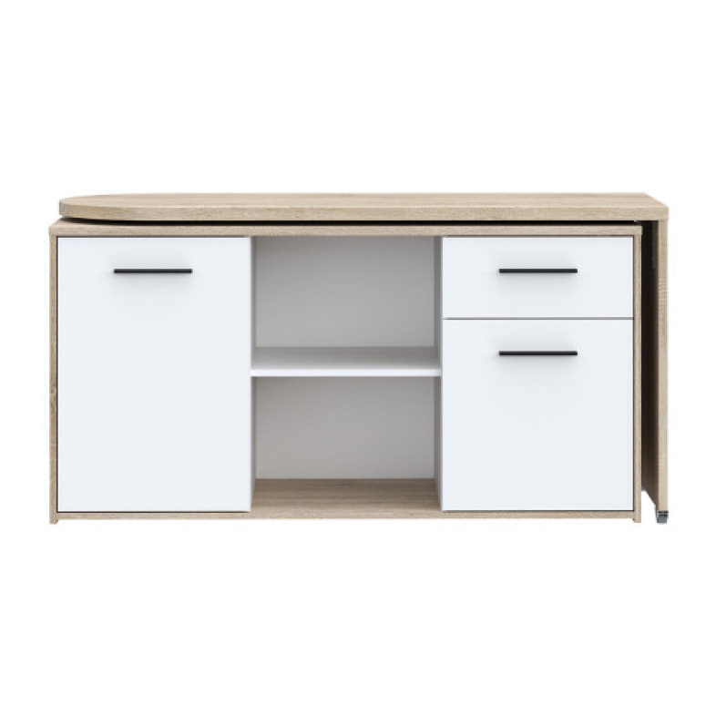 Bureau d'angle rotatif avec rangement effet bois L144cm - ALICIA