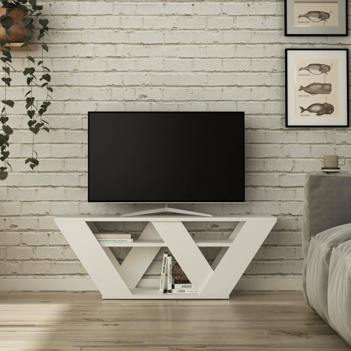 Mobile porta TV Dpellegr, Credenza da soggiorno, Armadio basso per TV, Base parete attrezzata, 110x30h40 cm, Bianco