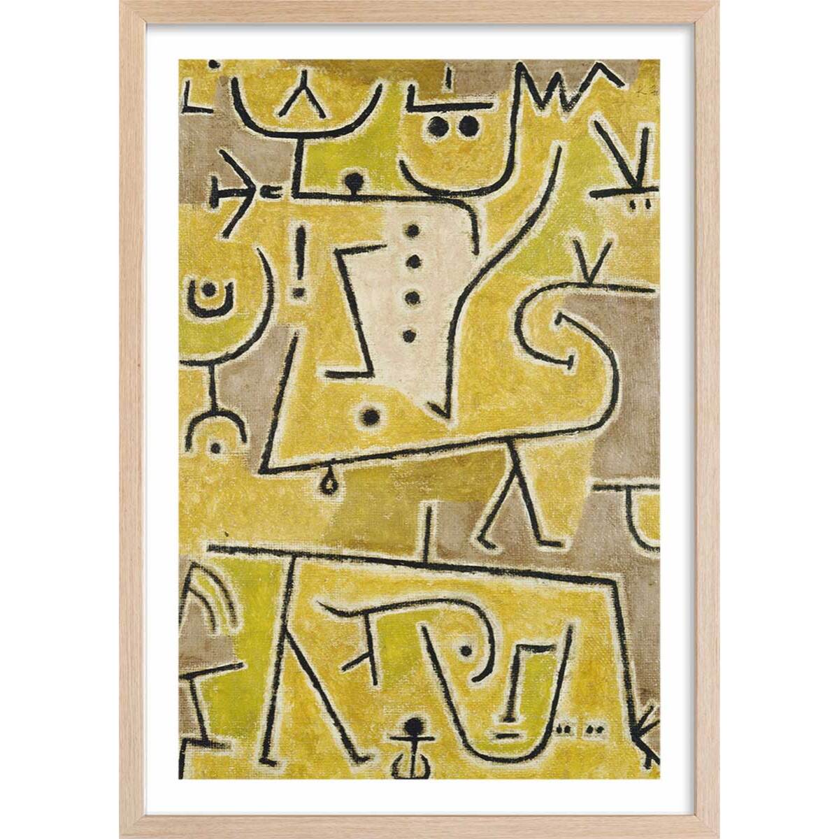 Affiche art Abstrait Gilet rouge par Paul Klee Affiche + cadre en bois - Chêne