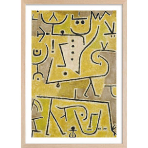 Affiche art Abstrait Gilet rouge par Paul Klee Affiche + cadre en bois - Chêne