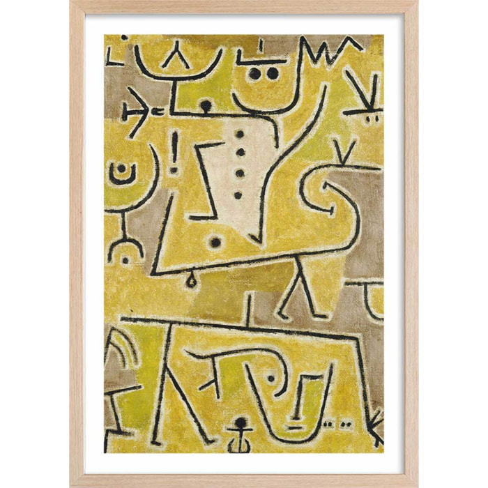 Affiche art Abstrait Gilet rouge par Paul Klee Affiche + cadre en bois - Chêne