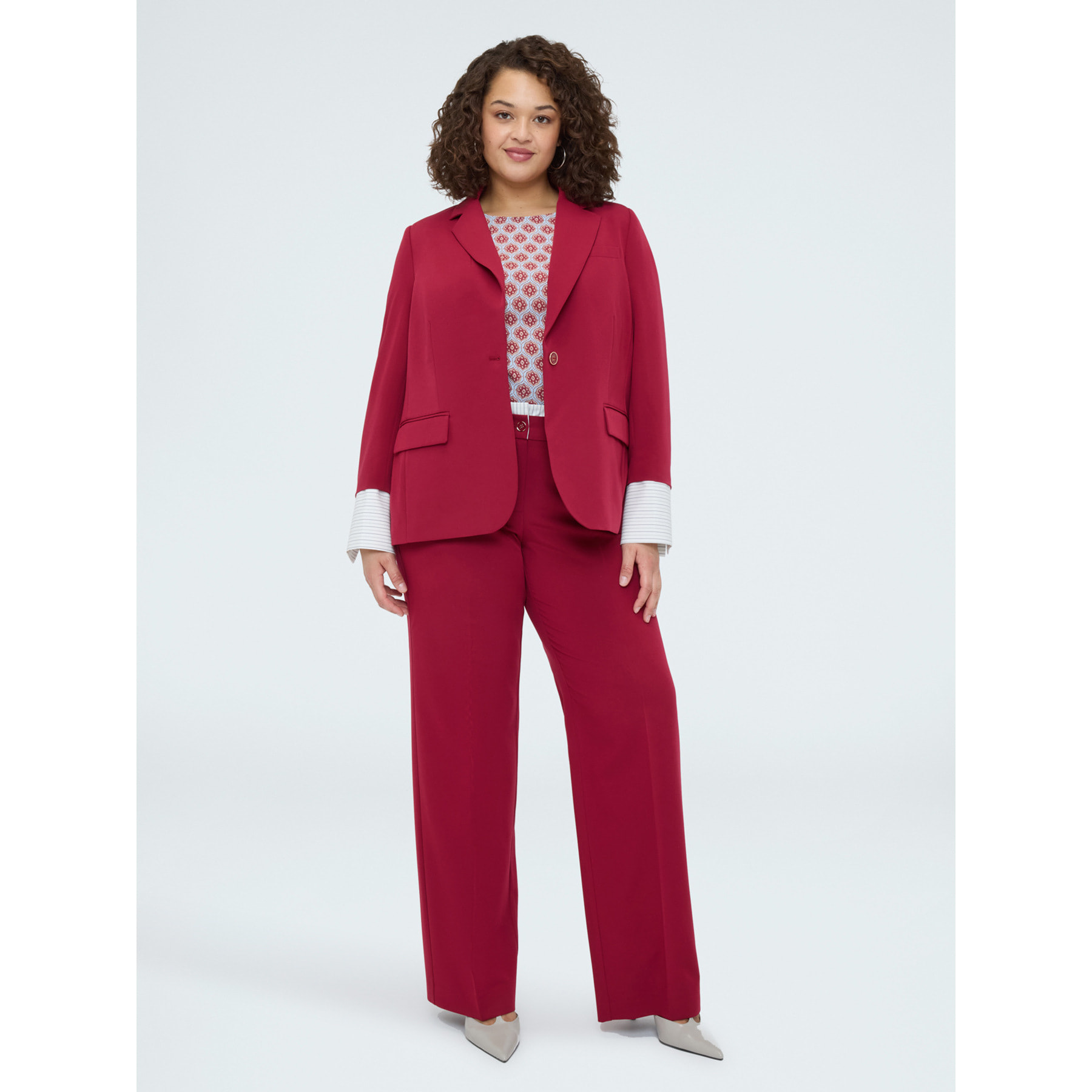 Fiorella Rubino - Blazer con puño efecto camisa desmontable - Burgundy