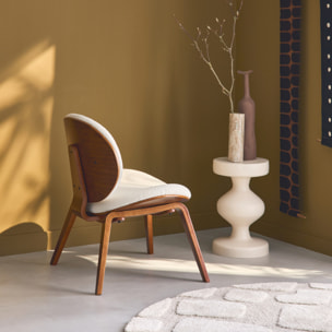 Fauteuil relax décor bois courbé et bouclette texturée INES