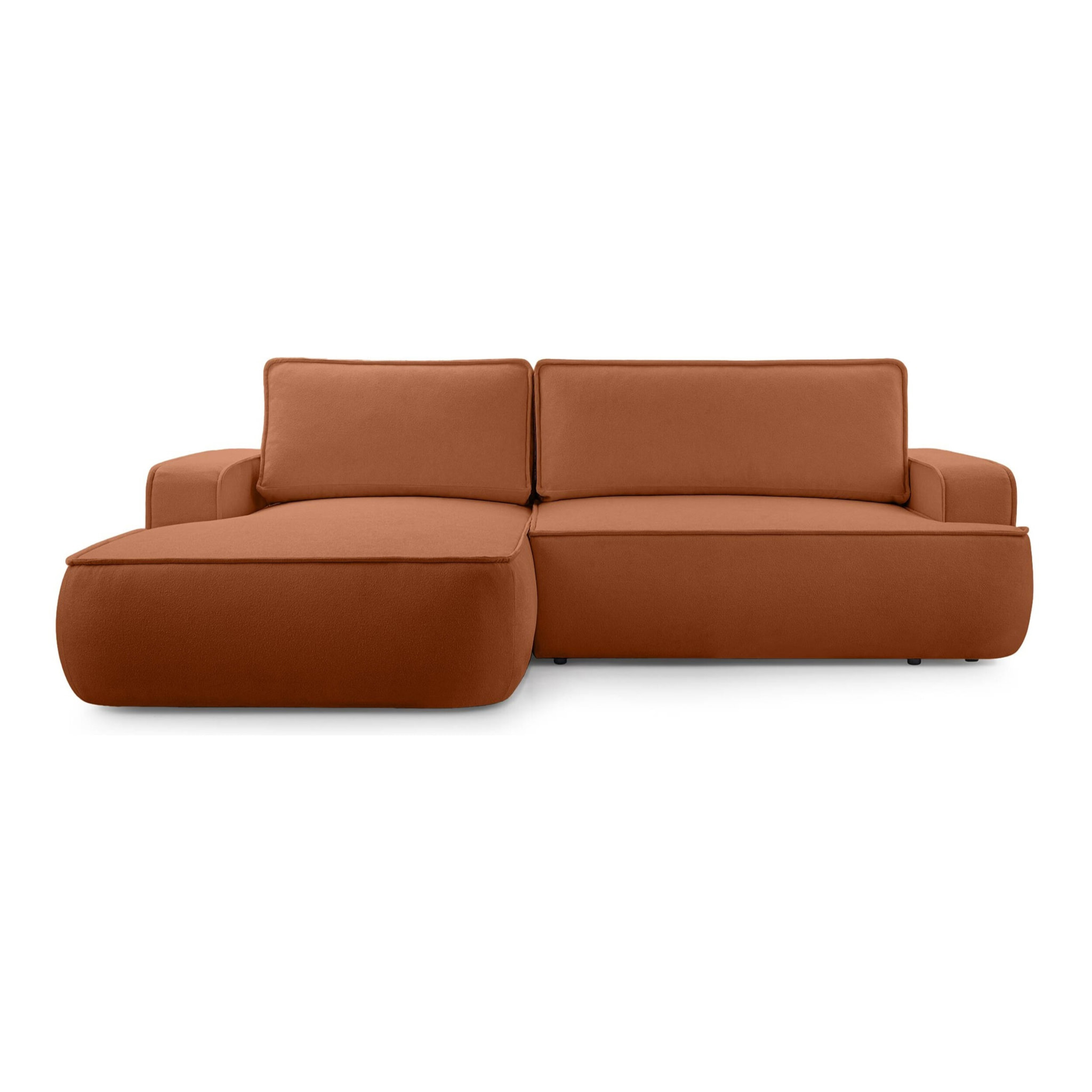Nessino - canapé d'angle gauche 4 places - convertible avec coffre - en tissu texturé - Terracotta