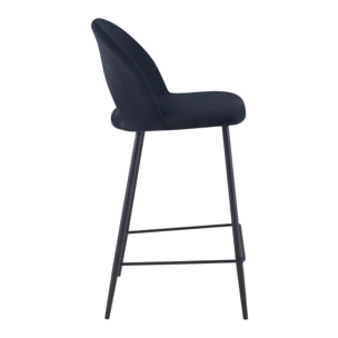 Lot de 2 chaises pour îlot central 65 cm en velours noir - Pénélope
