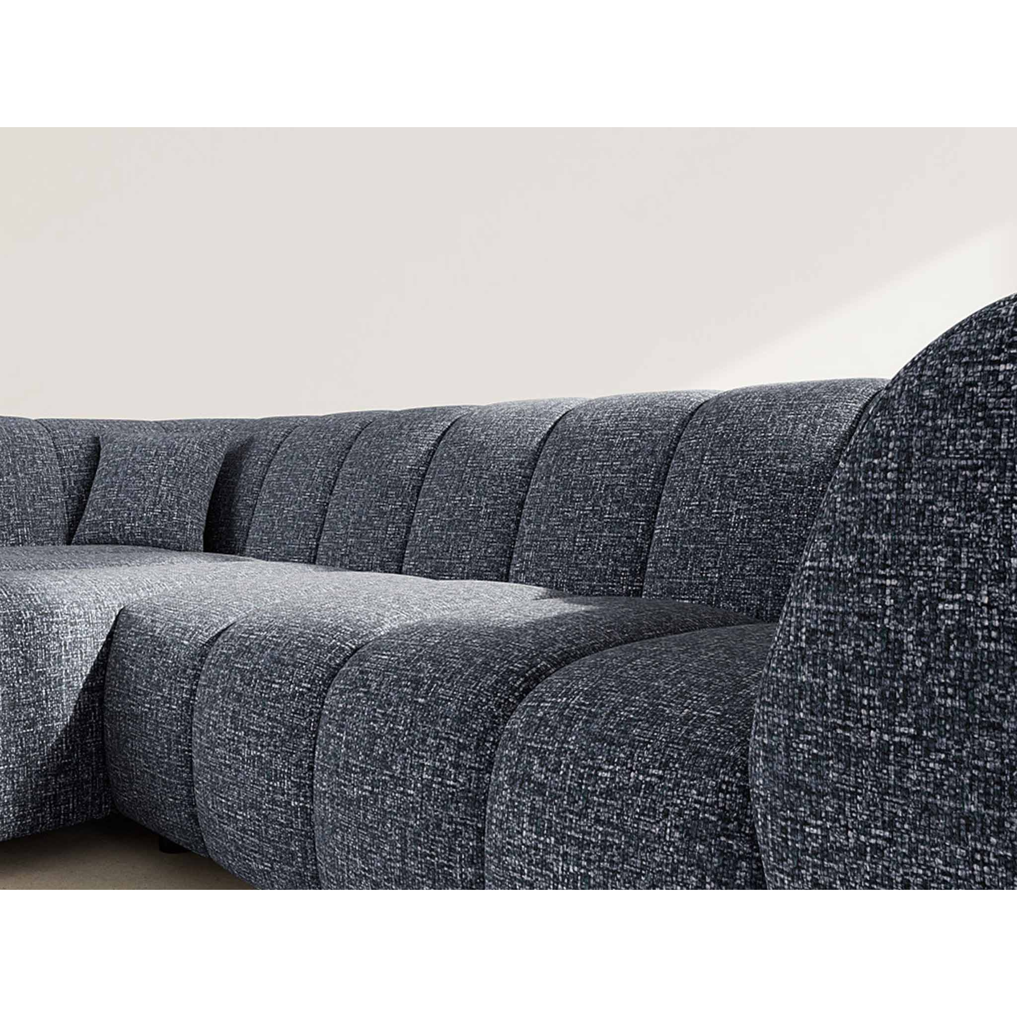 Curtis - canapé d'angle gauche 4 places avec accoudoir en tissu texturé - Bleu