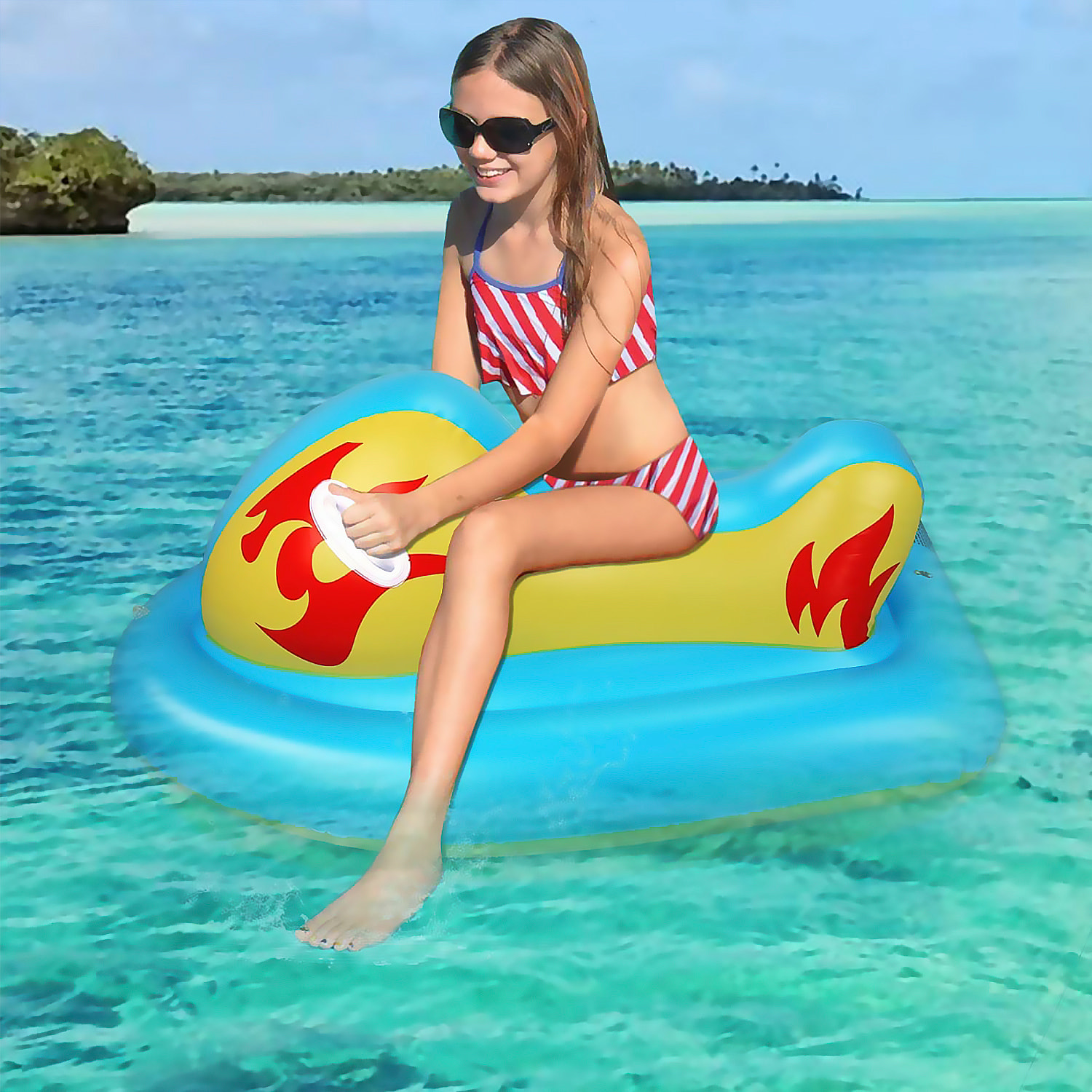 DAM Colchoneta híbrida moto de agua, para nieve y agua. 126x76cm. 126x76x55 Cm. Color: Azul