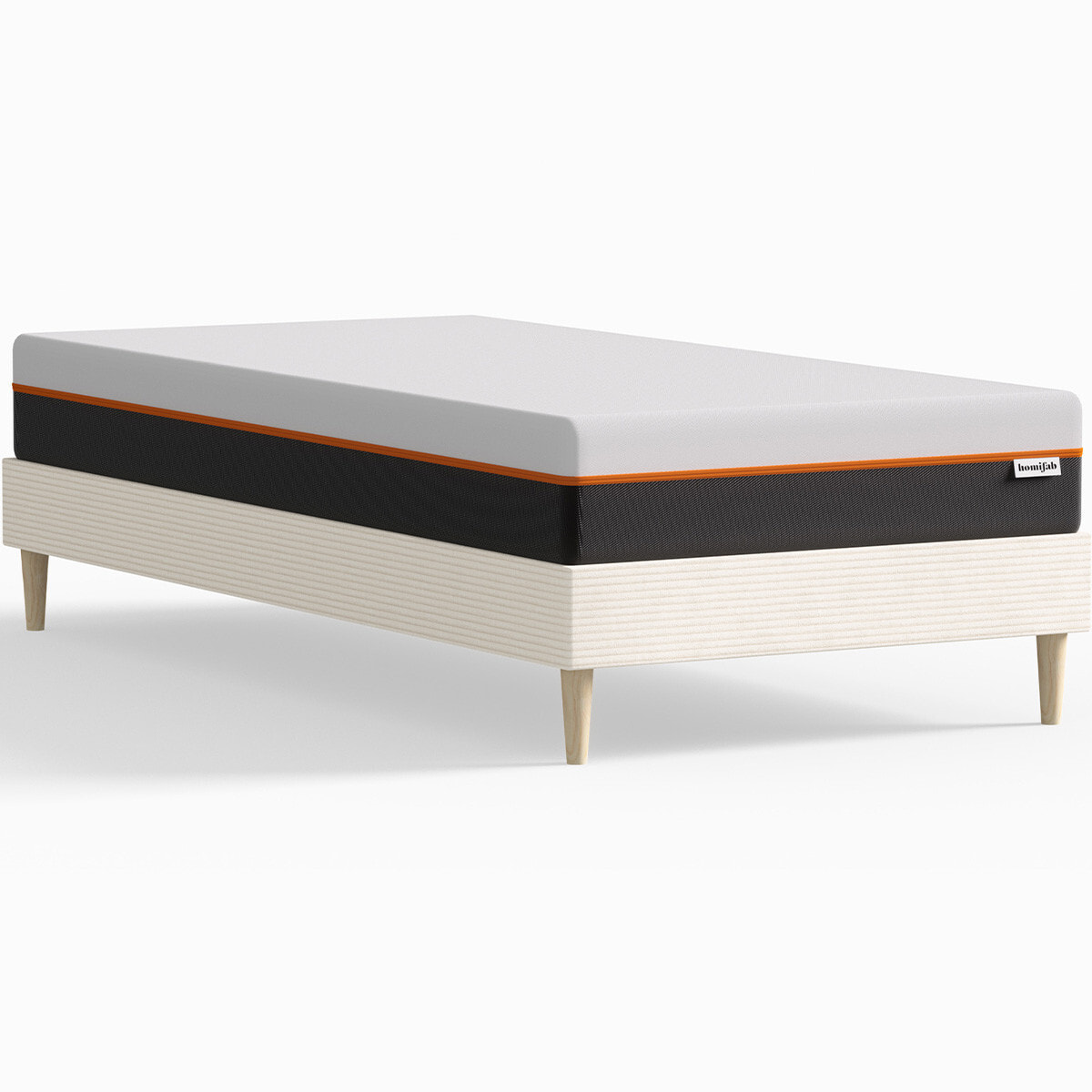 Lit en velours côtelé + Matelas mousse gel mémoire de forme - DINA & DUAL CONFORT