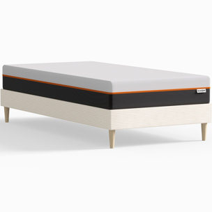 Lit en velours côtelé + Matelas mousse gel mémoire de forme - DINA & DUAL CONFORT