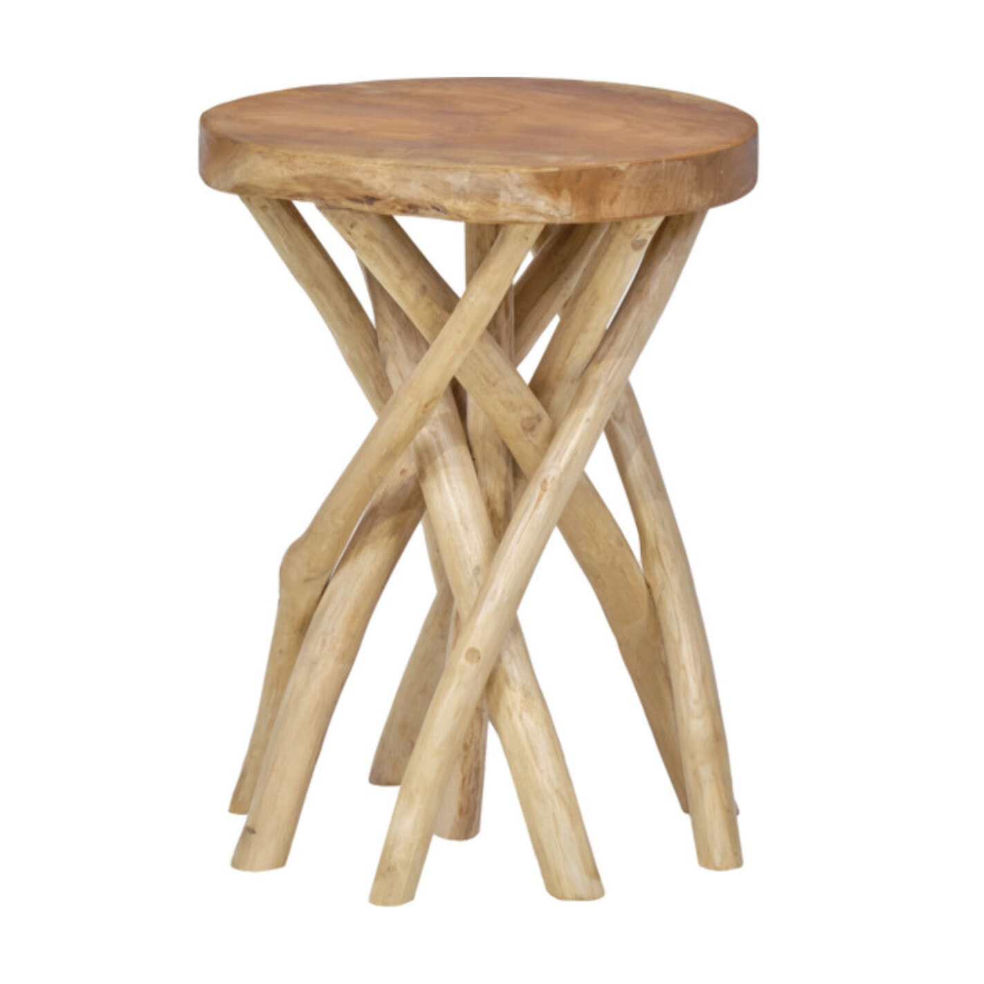 Tabouret d'appoint 40cm de haut en assemblage de bois de teck - FIGARO