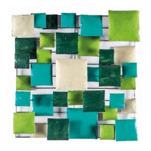 Décoration murale en métal peint vert/turquoise à suspendre - GREENY