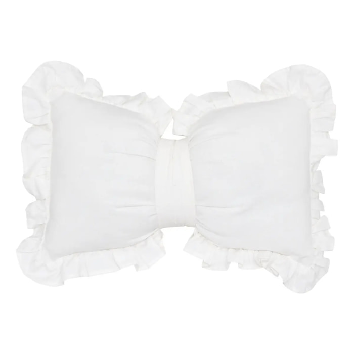 Coussin Fleur de rose 50x30cm blanc