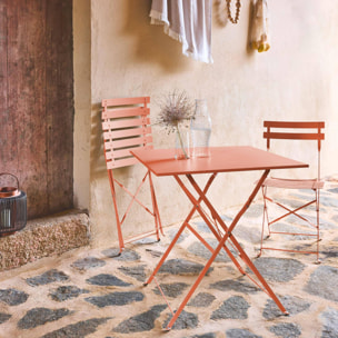 Table de jardin bistrot pliante métal + 2 assises EMILIA