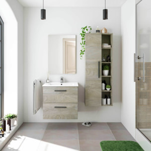 Mueble Baño Con Espejo Athena 57x60x45 Cm Roble Alaska
