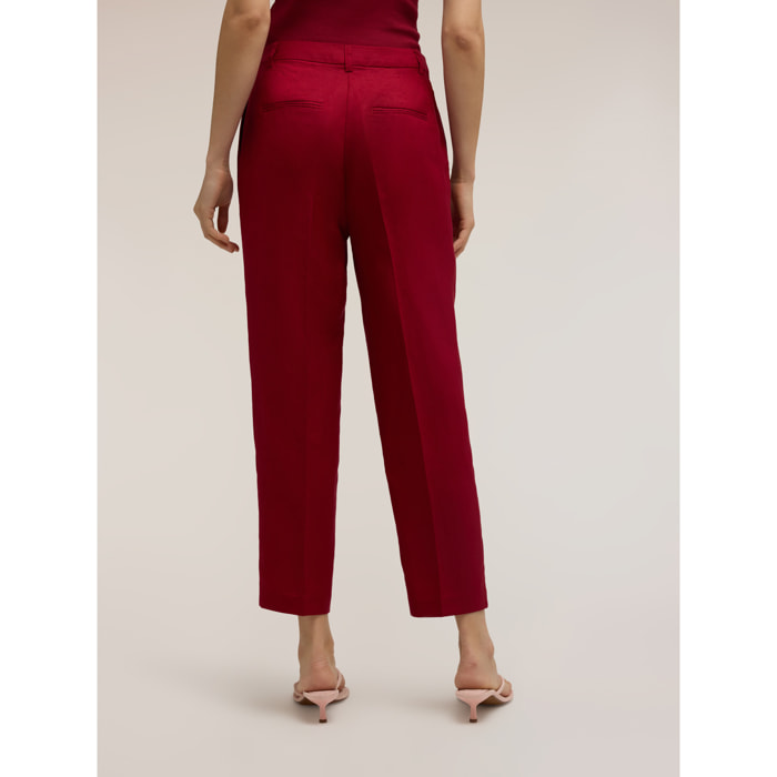 Motivi - Pantaloni regular in misto lino - Rosso