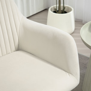 Butaca de Salón Sillón de Salón Tapizado en Terciopelo con Asiento Acolchado Base Metálica Cruzada Sillón Lectura para Sala de Estar Dormitorio Crema