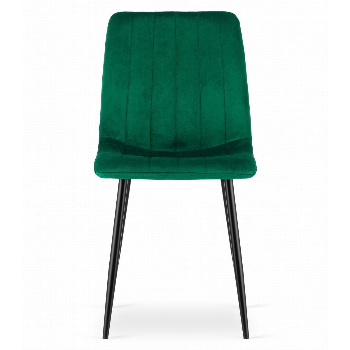 Sedia Lava in velluto verde scuro con gambe in metallo nero